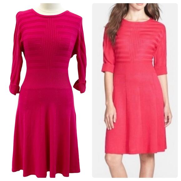 Eliza J Sweater Dress Womens Medium Ribbed Dopamine Preppy Minimalist Girly - Picture 11 of 12